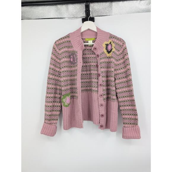Sigrid Olsen Sweaters - Sigrid Olsen Cardigan Sweater Medium Petite Wool Rabbit Hair Pink Preppy